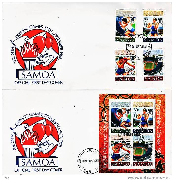 Samoa 668 / 71 + Bf 44 FDC J.O. Séoul - Summer 1988: Seoul