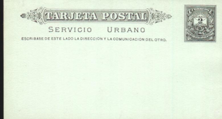 Argentina Tarjeta Postal Servicio Urbano 2 Centavos - Entiers Postaux
