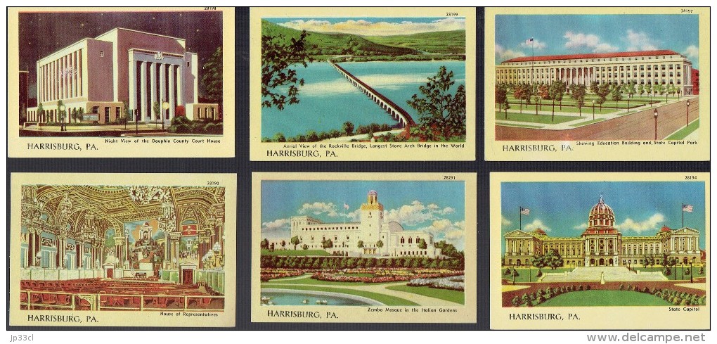 12 Color Views Of Harrisburg, Pennsylvania, USA - Harrisburg