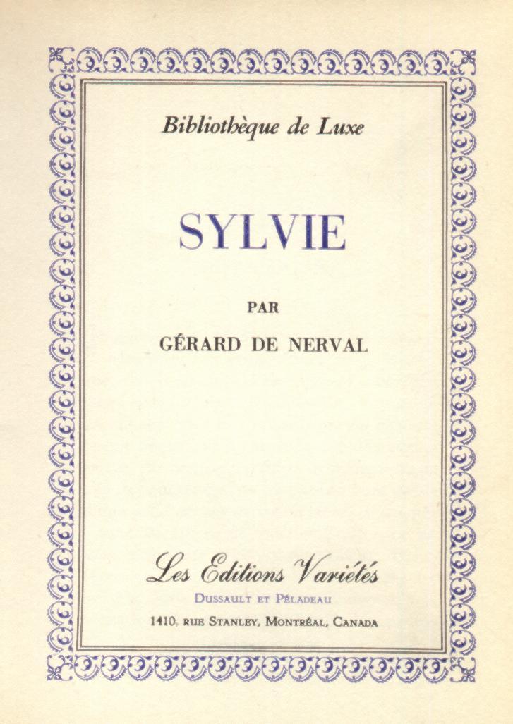 Sylvie Par Gérard De Nerval - Autres & Non Classés