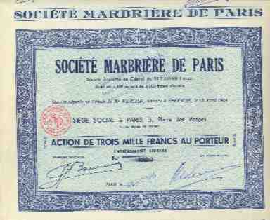 SOCIETE MARBRIERE DE PARIS - Altri & Non Classificati