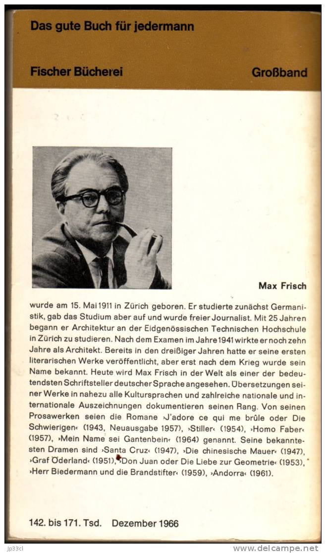 STILLER - Max Frisch (Fischer Bücherei, 1965) - German Authors