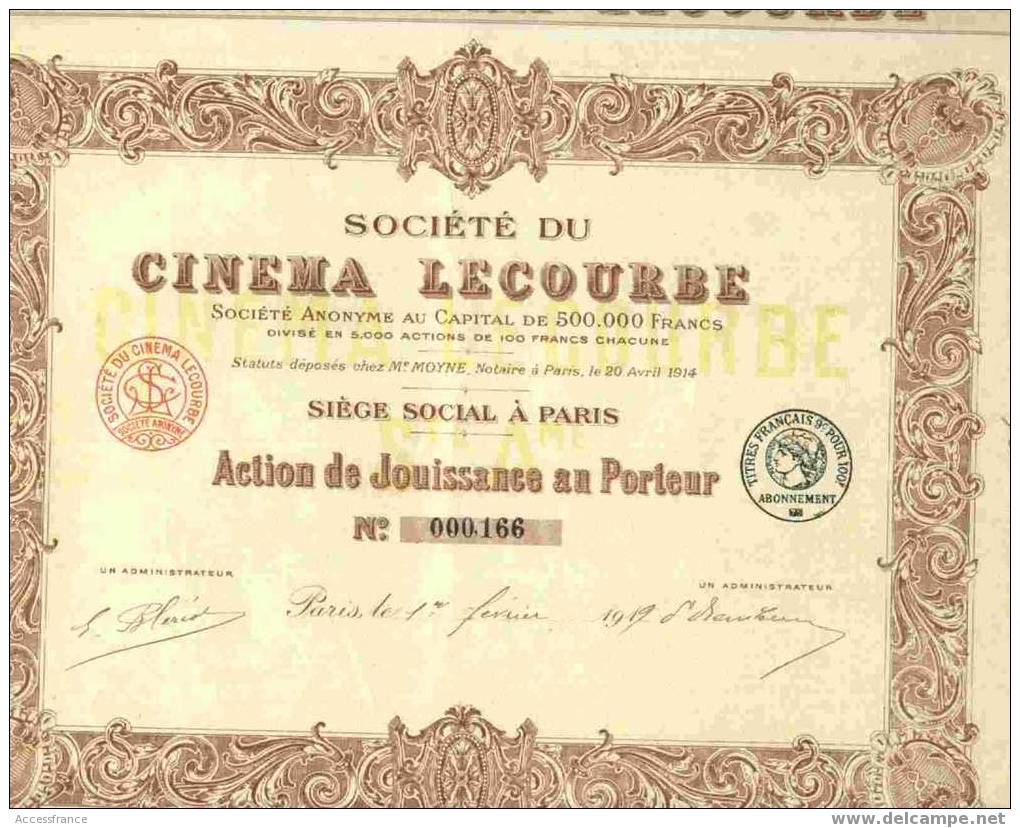 SIGNATURE DE BLERIOT : (  STE DU CINEMA LECOURBE ) - Cinéma & Théatre