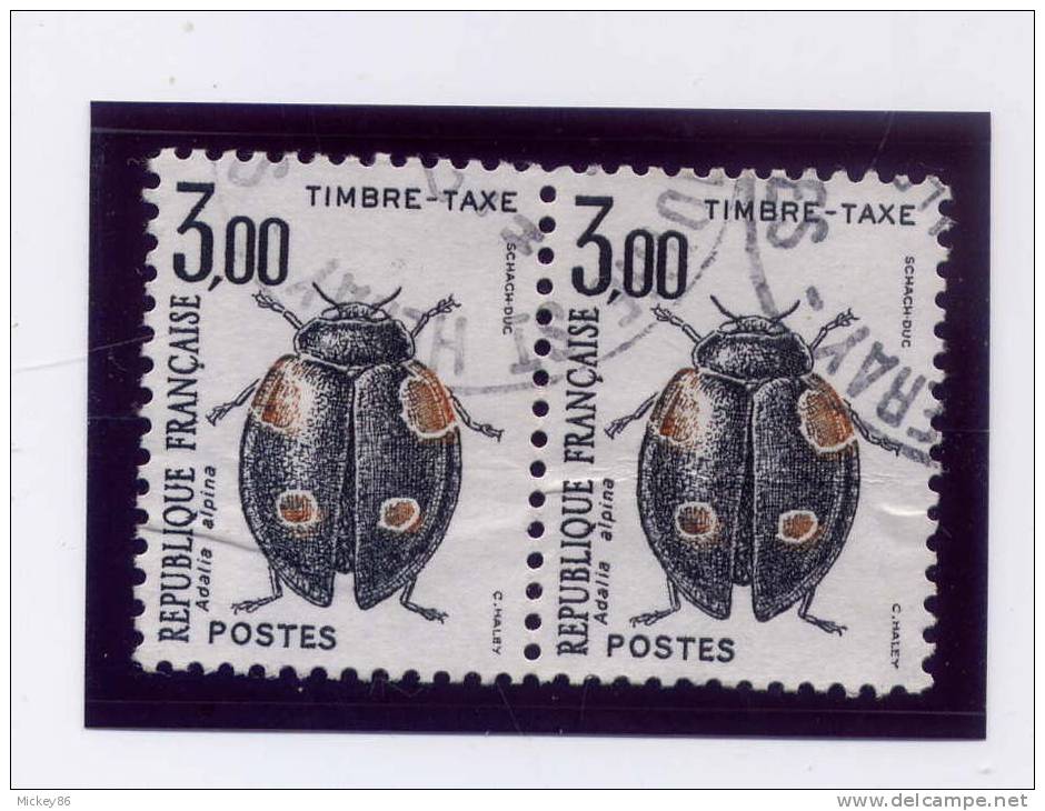 Paire Horizontale-- Timbre Taxe N° 111 (insectes) -cachet Rond - 1960-.... Usati
