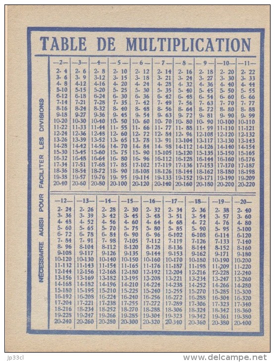 Cahier Non Agrafé (farde) MDB Avec Table De Multiplication Au Dos - Unclassified