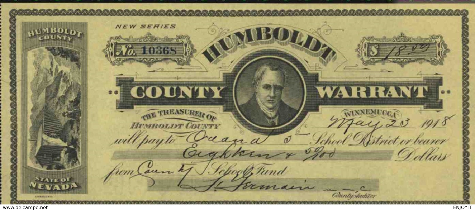 HUMBOLDT COUNTY WARRANT, STATE OF NEVADA - Banque & Assurance