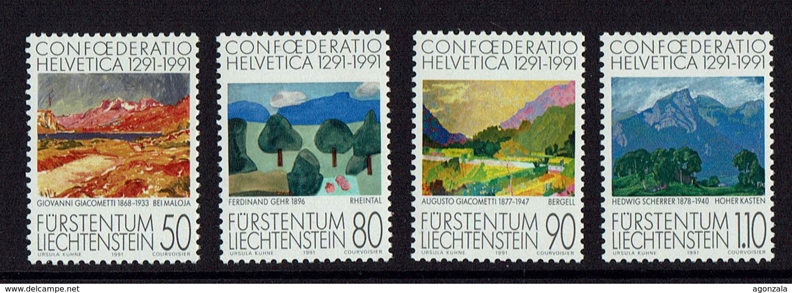 1991 LIECHTENSTEIN SET DE TIMBRES DE PEINTURE NATURE MNH - Modernos