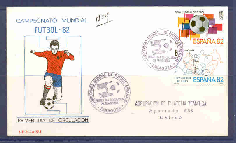 FDC CHAMPIONNAT DU MONDE DE FOOTBALL L'ESPAGNE 1982 QUARTIER GÉNÉRAL ZARAGOZA - 1982 – Espagne