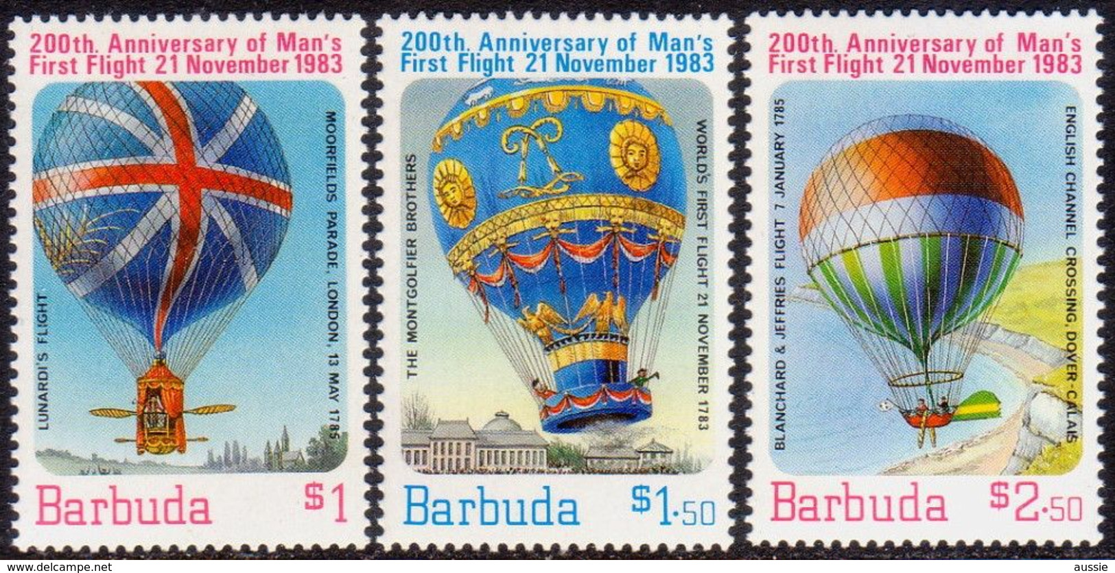 Barbuda  1983 Yvertn° 623-25 *** MNH Cote 6 € - Luchtballons