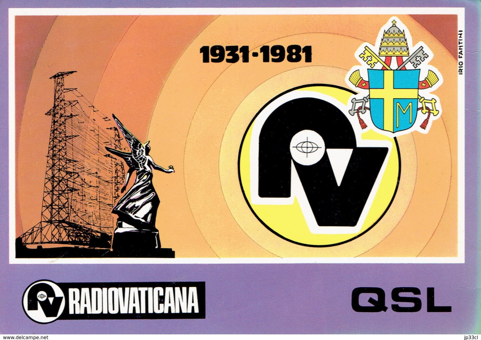 Carte QSL De Radio Vatican Du 17/2/1982 (Antenne Tournante Et L'Archange Gabriel) - Radio