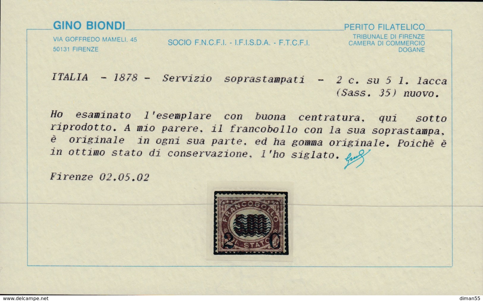 ITALIA - Sassone N.35a Cv 1200 Euro - Certificato BIONDI - LINGUELLATO - MH* - Mint/hinged