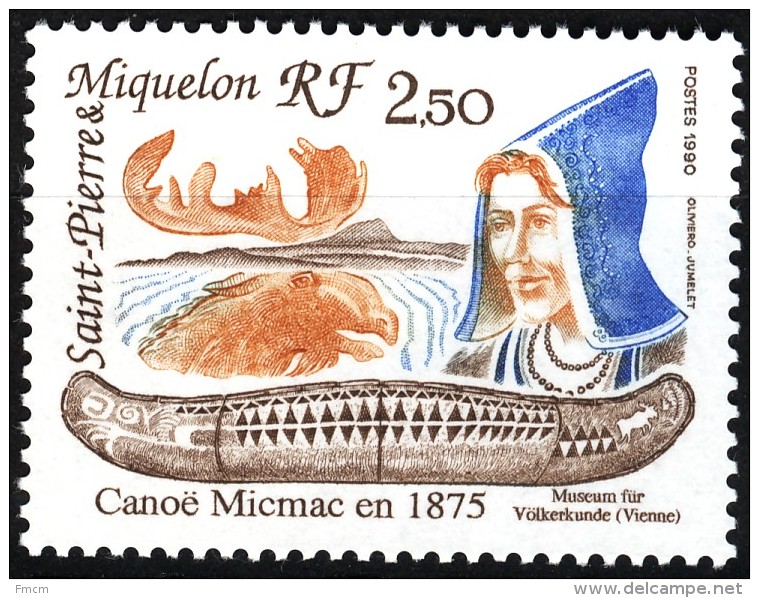 1990 Canoë Micmac - Unused Stamps