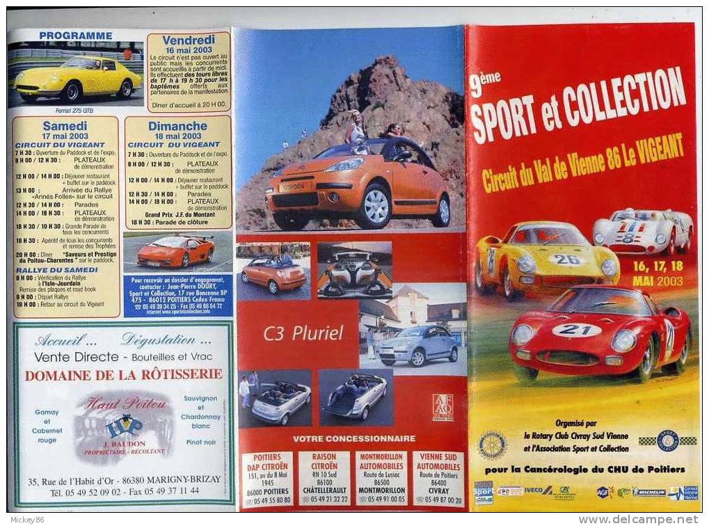 2003---9 ème  SPORT ET COLLECTION Circuit Du Val De Vienne--LE VIGEANT-- (86)--200 Ferrari CONTRE LE CANCER-- - Programs