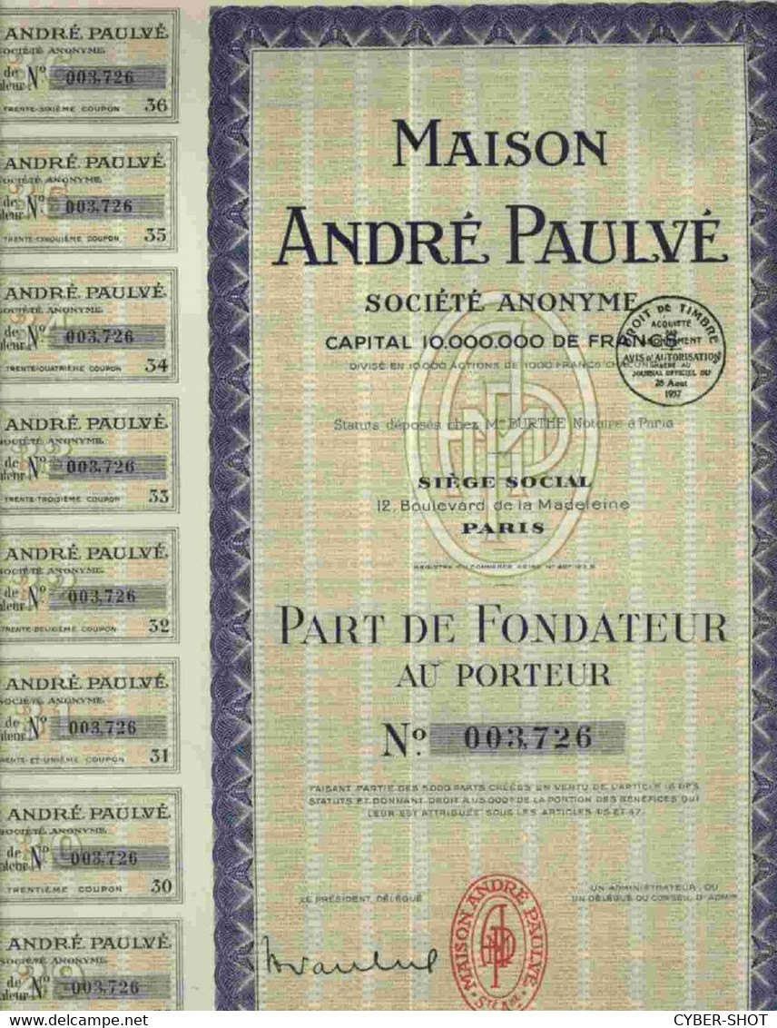 RARE : MAISON ANDRE PAULVE ( P.F) (FILM PRODUCTEUR) - Cinéma & Théatre