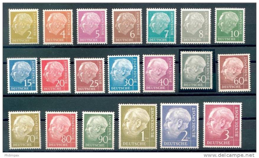 GERMANY "HEUSS I" 1954 SET COMPL NEVER HINGED - Unused Stamps