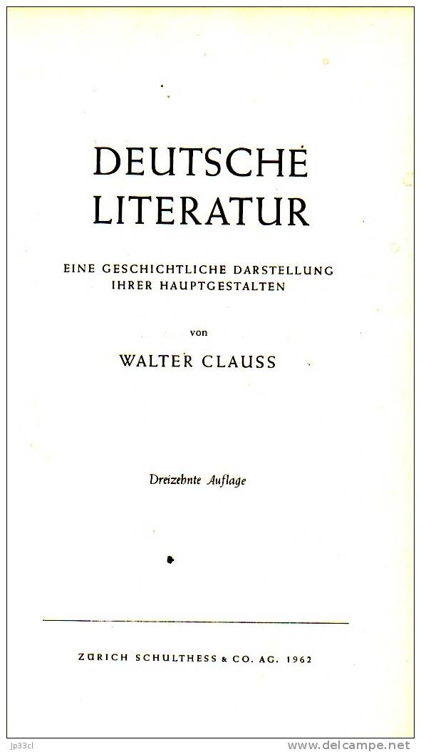 Deutsche Literatur Par Walter Clauss - Andere & Zonder Classificatie