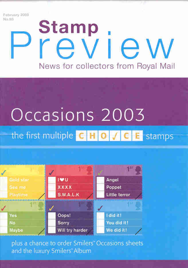 STAMP PREVIEW OCCASIONS 2003 THE FIRST MULTIPLE CHOICE STAMPS - Disfraces