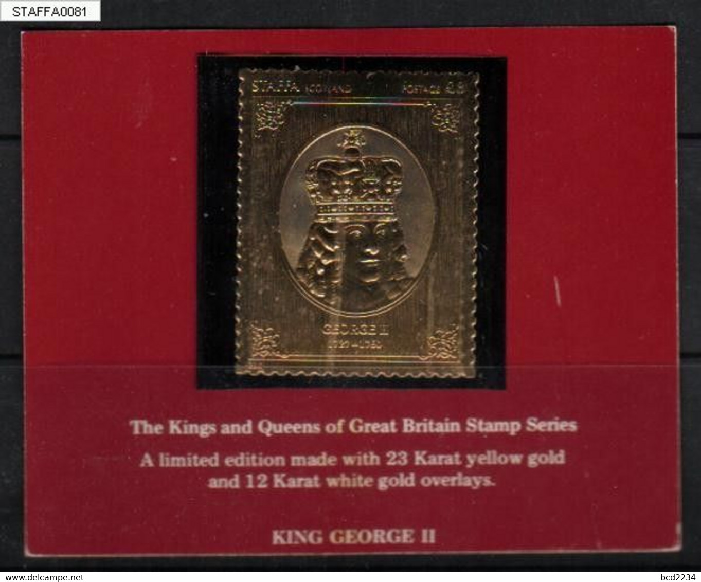 STAFFA £8 GOLD FOIL KINGS & QUEENS OF GREAT BRITAIN 41 OF 49 KING GEORGE II - Emisiones Locales