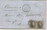 Lettre De Charleroy 15/1/1862 > Anvers 2XN°10 Dont BDFI TTB - 1858-1862 Medaillen (9/12)