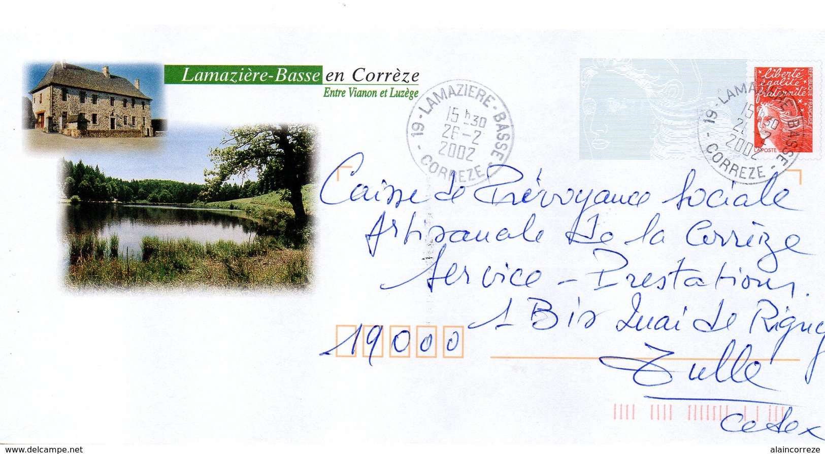 Entier Postal PAP Local Personalisé. Lamazière Basse. Entre Vianon Et Luzège. étang - PAP: Ristampa/Luquet