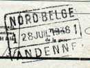 Stempel  NORD-BELGE / ANDENNE   Op 28/07/1938  Op Dokument CHEMIN FER DU NORD-BELGE - Nord Belge