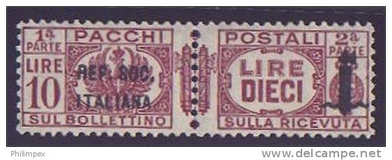 ITALIAN SOCIAL REPUBLIC - 10 LIRE PACCCHI - 1944 NEVER HINGED ** - Paquetes Postales