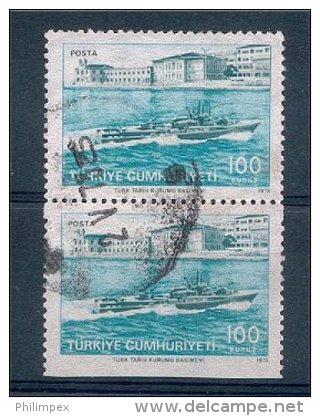 TURKEY, DEFINITIVE USED IN PAIR PARTIALY IMPERFORATED! - Neufs
