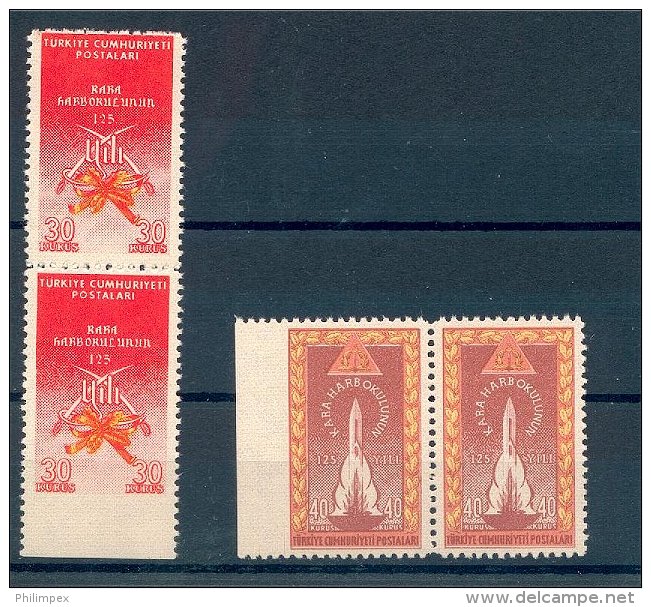 TURKEY, SET 1960 IN PAIRS PARTIALY IMPERFORATED! - Neufs