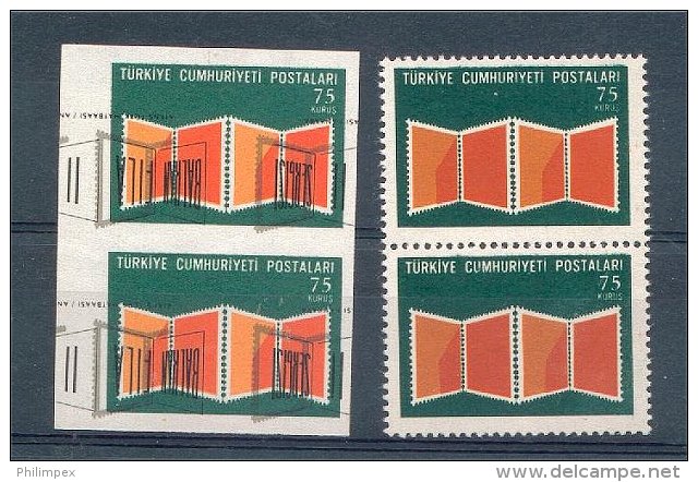 TURKEY 2 PAIRS IMPERF MISS PLACED/WITHOUT BLACK PRINT - Unused Stamps