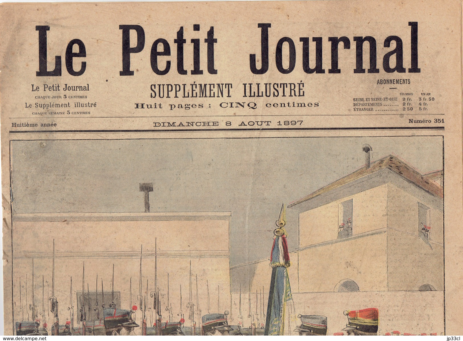 LE PETIT JOURNAL N° 351 - 8 Août 1897 Chiens De Guerre  Cycliste Drapeau Des Douaniers Soliman - 1850 - 1899