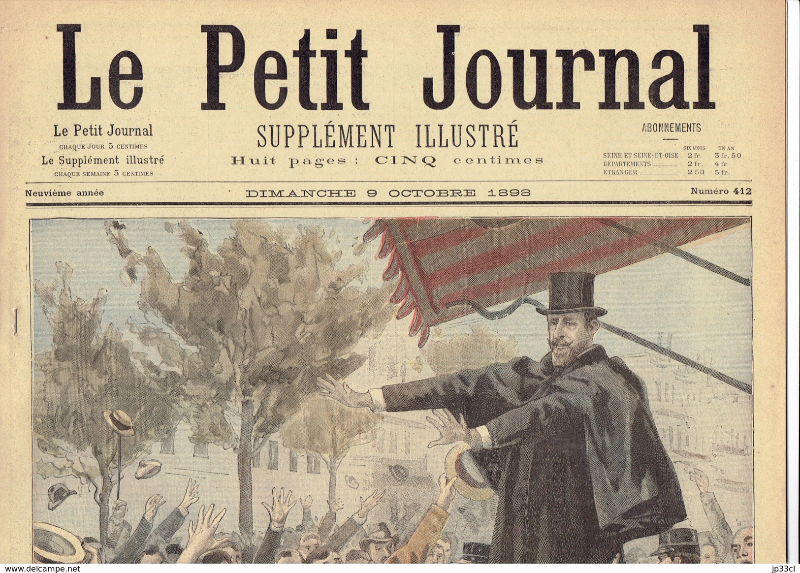 LE PETIT JOURNAL N° 412 - 9 Octobre 1898 Déroulède Marchand Angleterre Afrique De L'Est - 1850 - 1899