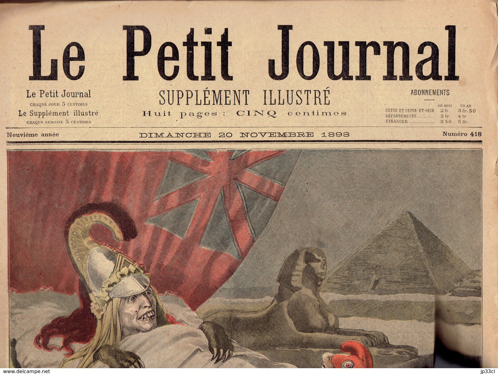 LE PETIT JOURNAL N° 418 - 20 Novembre 1898 Albion Fachoda Charles Dupuy Gouraud Hôpital Charité - 1850 - 1899