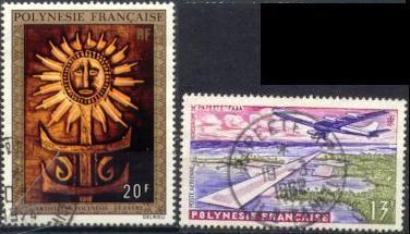 POLYNESIE FRANCAISE Poste Aérienne  5 + 77 Aéroport De Faaa à Papeete Et Tableau [cote 5 EUR] - Gebraucht