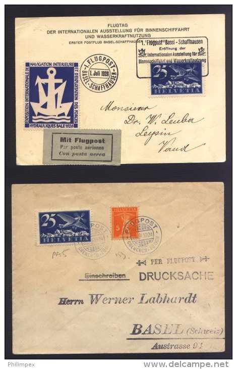 SWITZERLAND, TWO SPECIAL FLIGHTS 1924-26 - Oblitérés