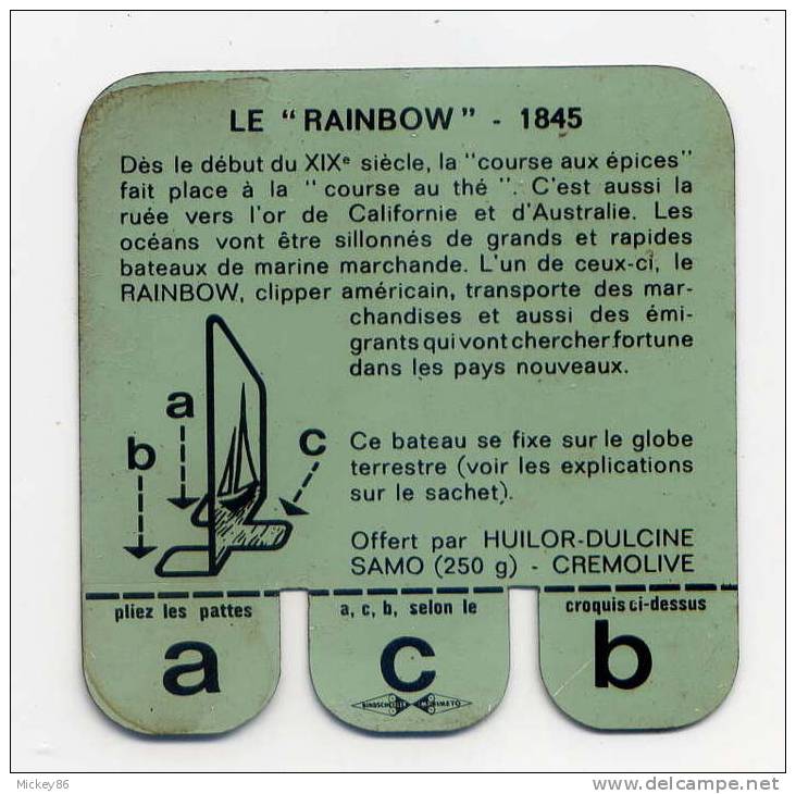 Tole Format 55 Mm X 45 Mm-- Pub HUILOR Années 60-65 Série VOILIERS ´LE RAINBOW "  1845 - Other & Unclassified