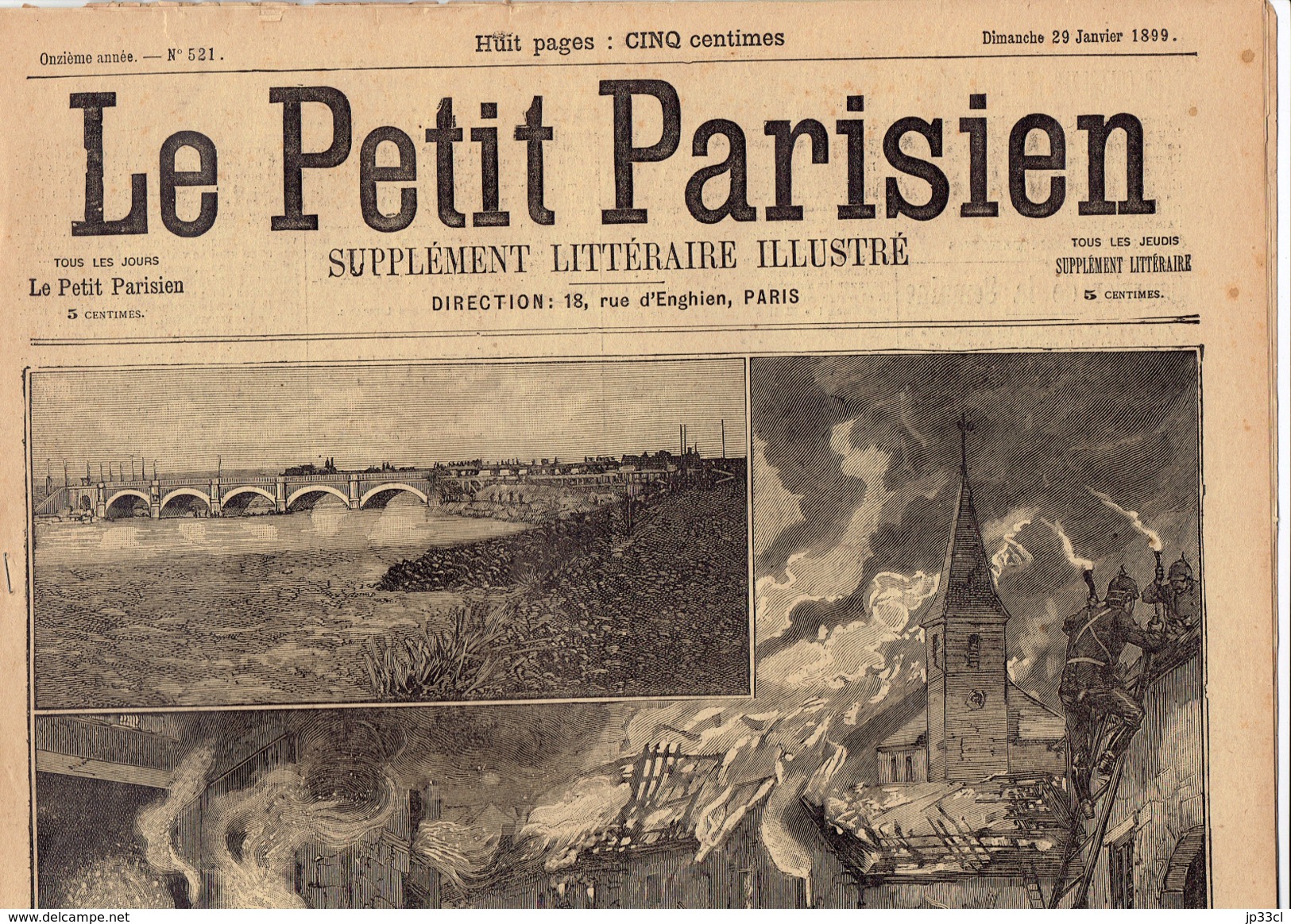 LE PETIT PARISIEN N° 521 (29 Janvier 1899) Fontenoy-sur-Moselle Pont Adjudant De Prat Marchand - 1850 - 1899