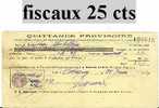 QUITTANCE TIMBRE 25 CTS - Cartas & Documentos