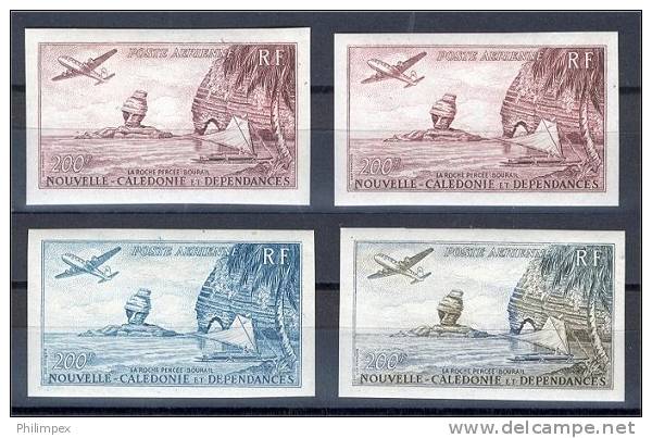 NEW CALEDONIA 4 COLOR PROOFS OF 200 F AIRPOST 1959! - Andere & Zonder Classificatie