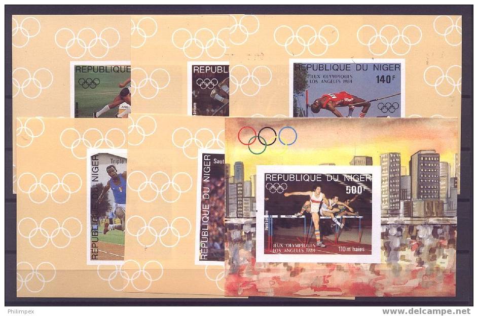 NIGER - OLYMPIC GAMES LOS ANGELES 1984 - IMPERFORATED SET + 6 SHEETLETS NEVER HINGED **! - Ete 1984: Los Angeles