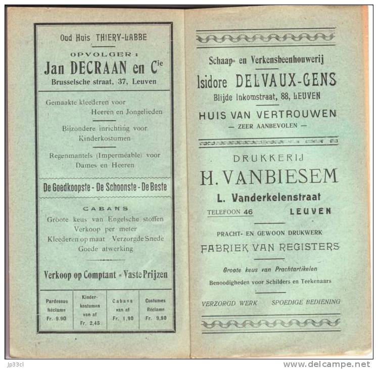 Leuvensche Liederavonden Leider : R. Vansteenbeeck Drukkerij Vanbiesem 1913 + 16 Bladzijden Reclame Voor Leuvense Firma' - Other & Unclassified