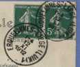 Franse Postzegels Op Postkaart Ontwaard Met ERQUELINNES-LIEGE (LUIK) 1 Op 12/11/1912 - Ambulante Stempels