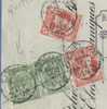 74(x2) + 83(x2) Op Recu Met Firma-perforatie (Perfin / Perfore) "B.F. " Banque De Flandre - 1863-09