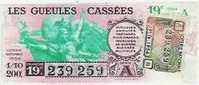 LOTERIE NATIONALE 1954: Gueules Cassées, Tr19 Série A8 - Billets De Loterie