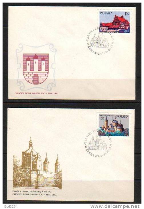 POLAND FDC 1977 HISTORICAL BUILDINGS Churches Cathedrals Castles Palaces Architecture Wooden - FDC