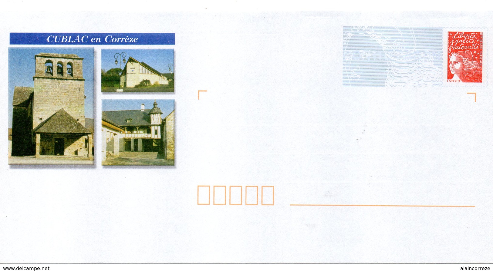 TIRAGE 100 Exemplaires Entier Postal Neuf PAP Local Personalisé. Corrèze. CUBLAC AVEC TIMBRE LUQUET. Eglise - PAP: Ristampa/Luquet