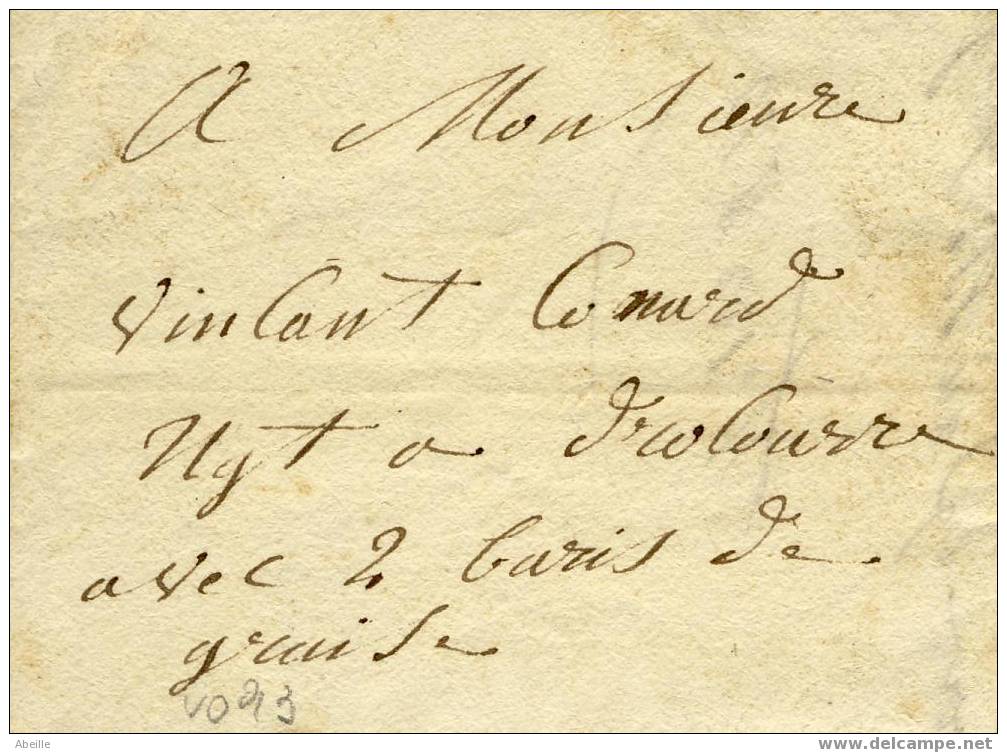 V093 - 1839 Lettre à Porteur Inscription "avec 2 Baris De Graisse - 1801-1848: Precursors XIX