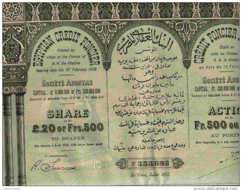 EGYPTIAN CREDIT FONCIER EGYPTIEN  £ 20 - Bank En Verzekering