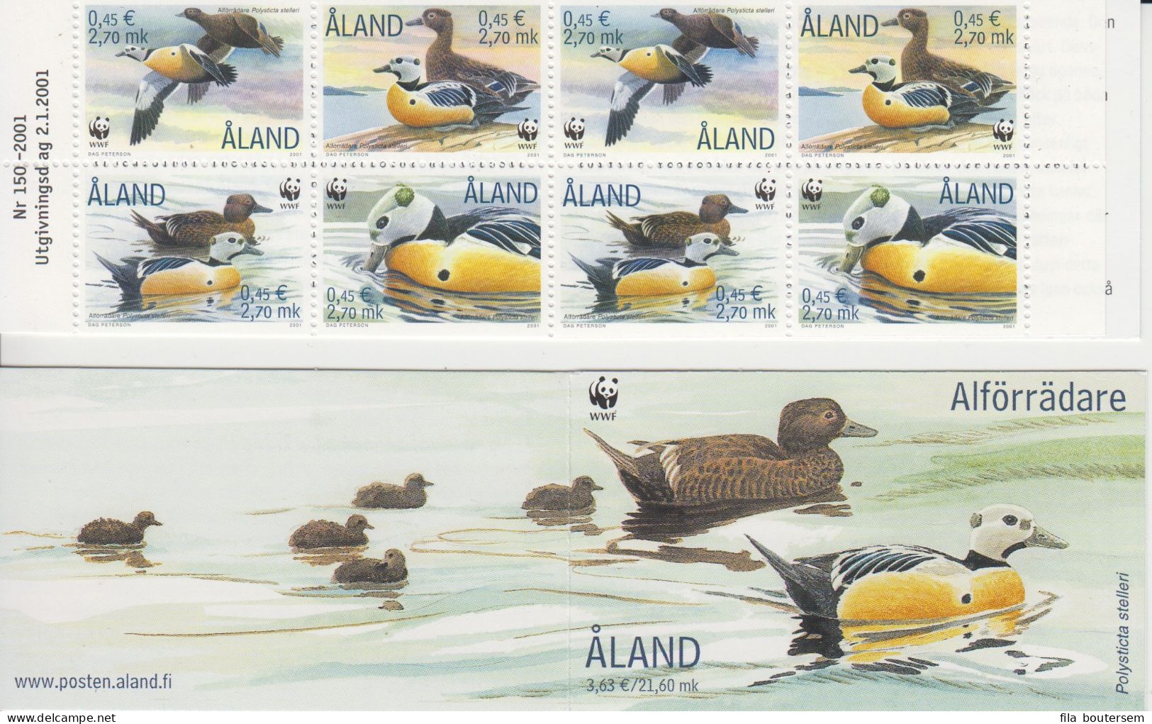 ÄLAND : 02-01-2001 (**) WWF Ducks - Booklet - Autres & Non Classés
