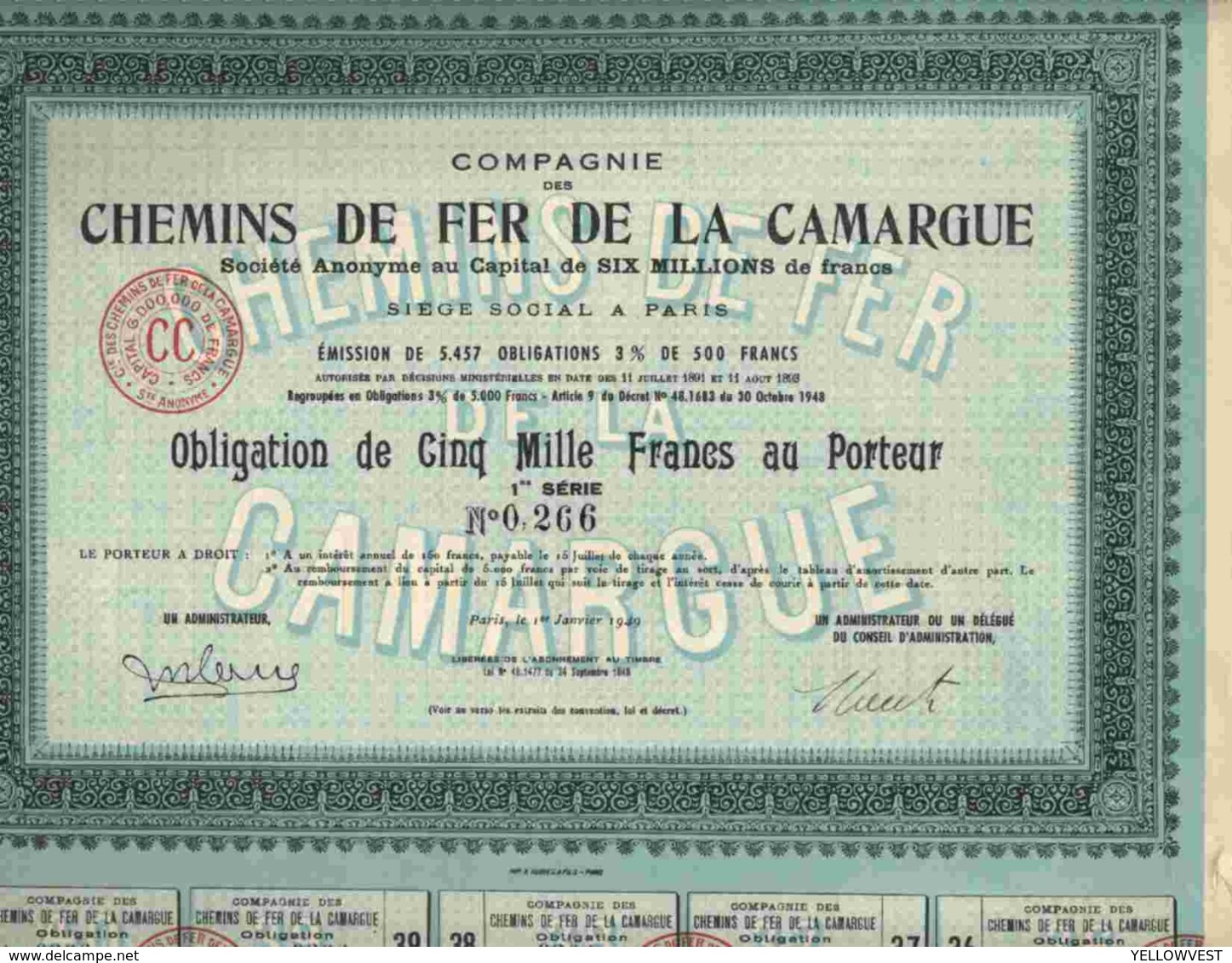 RARE : CIE DES CHEMINS DE FER DE LA CAMARGUE    (OB NR) - Chemin De Fer & Tramway
