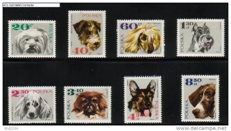 POLAND 1969 SPECIES RACES OF DOGS SET OF 8 NHM Animals - Unused Stamps